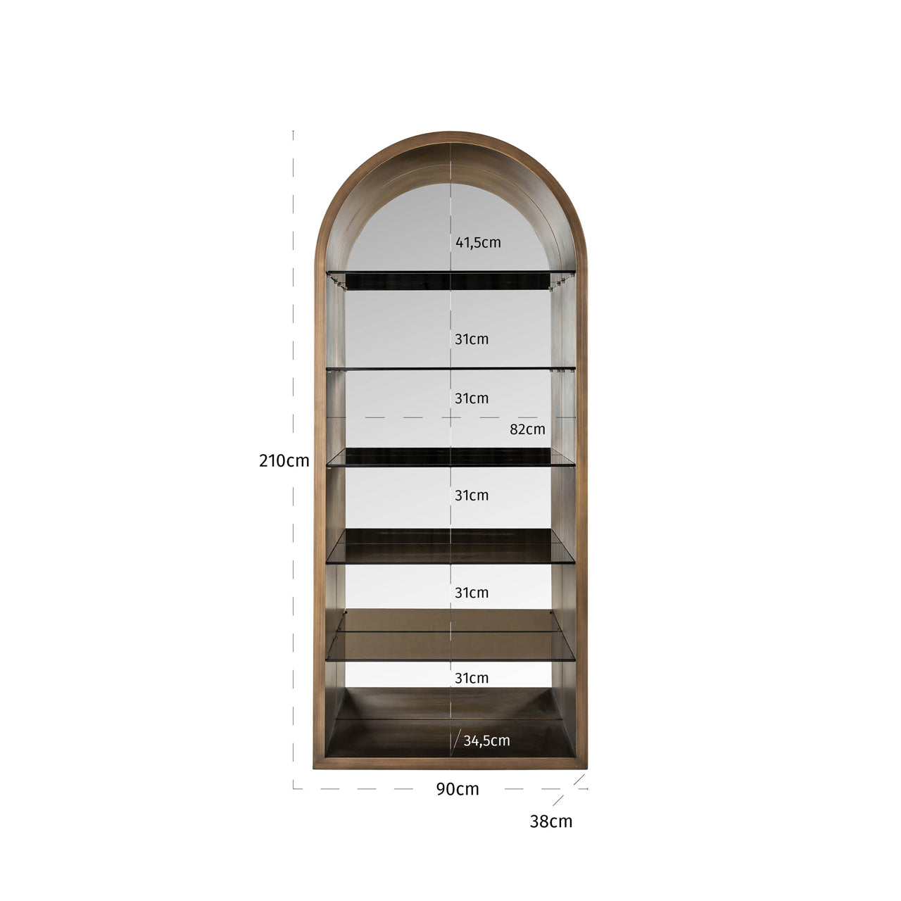 Vitrine Bowic brushed gold
