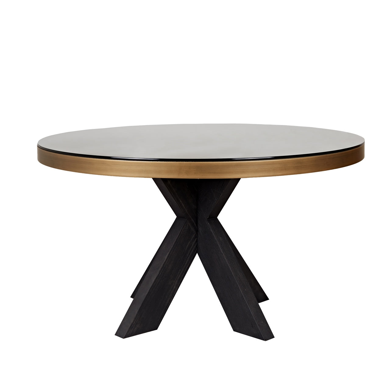 Esstisch Bloomville brass shagreen incl. glass top 140Ø