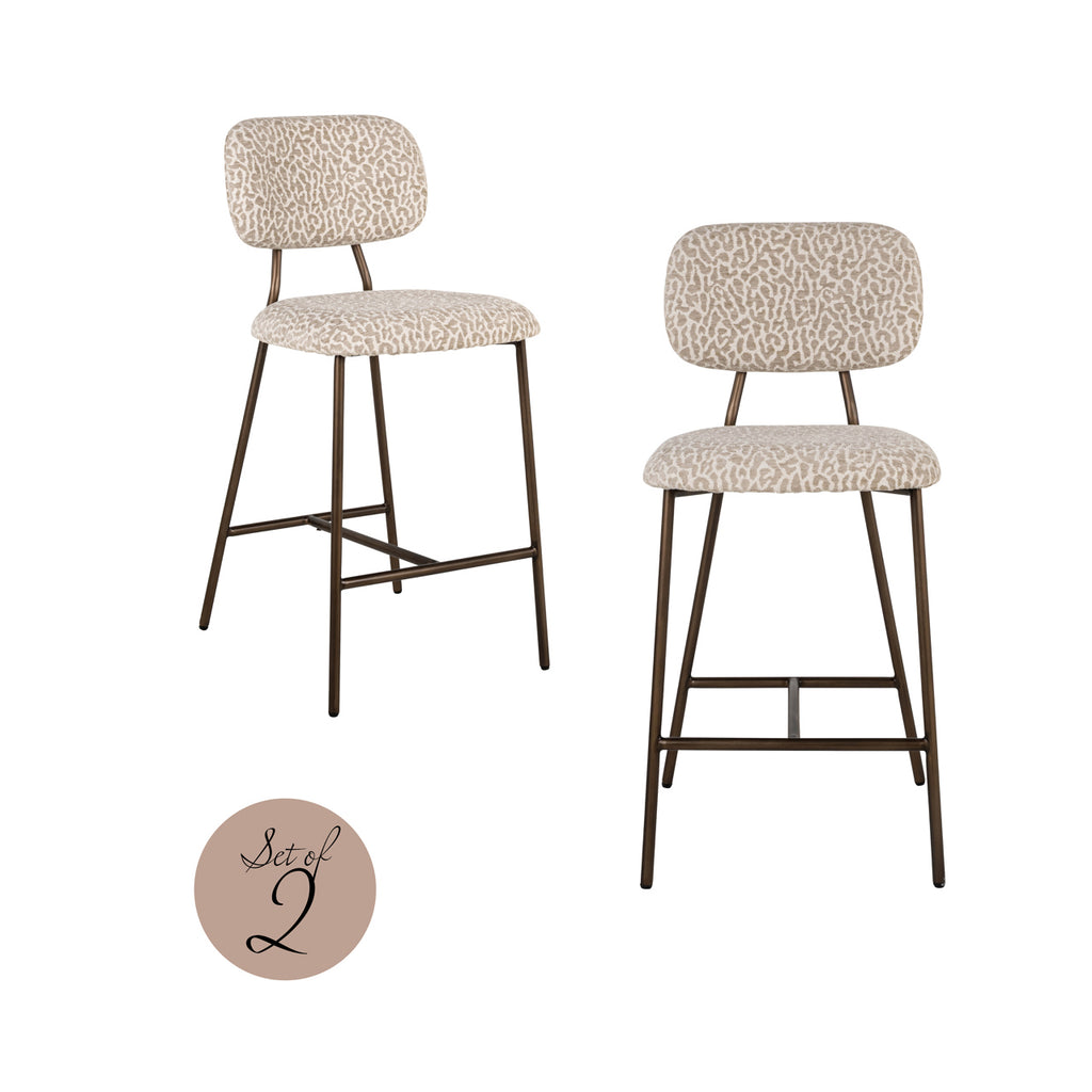 Thekenstuhl Xenia beige leopard fire retardant (Set of 2)
