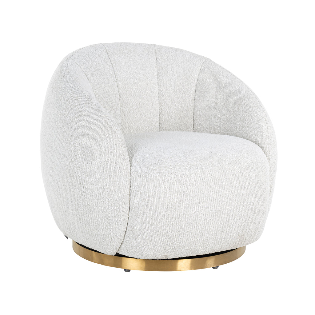Lounge Stuhl Jago white bouclé swivel