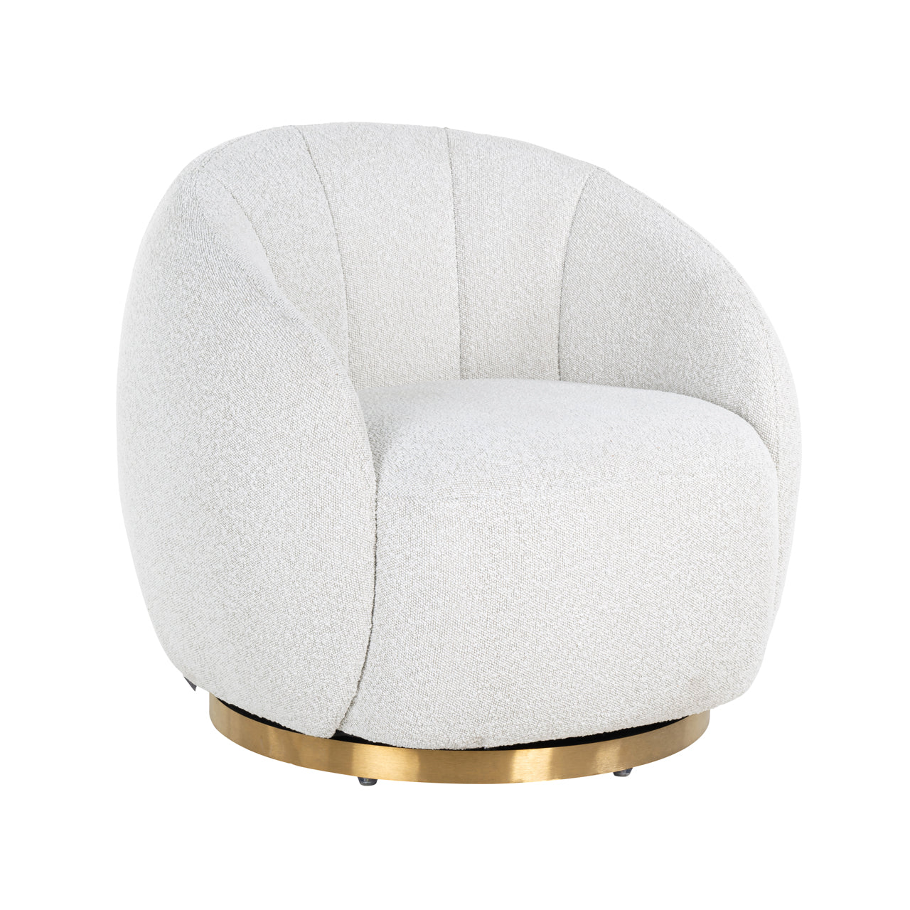 Lounge Stuhl Jago white bouclé swivel