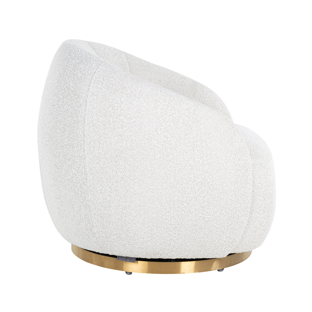 Lounge Stuhl Jago white bouclé swivel