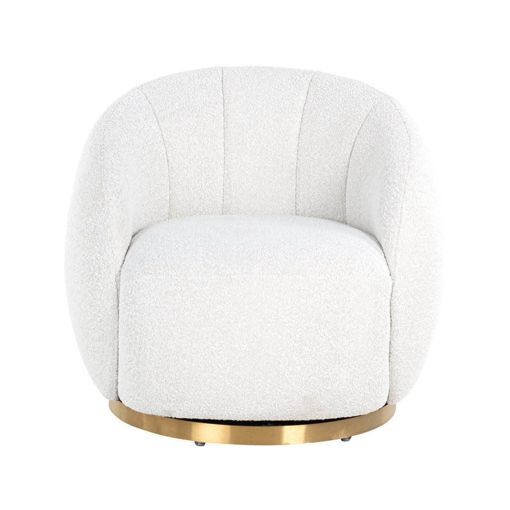 Lounge Stuhl Jago white bouclé swivel