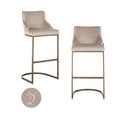 Barhocker Bolton khaki velvet brushed gold fire retardant (Set of 2)
