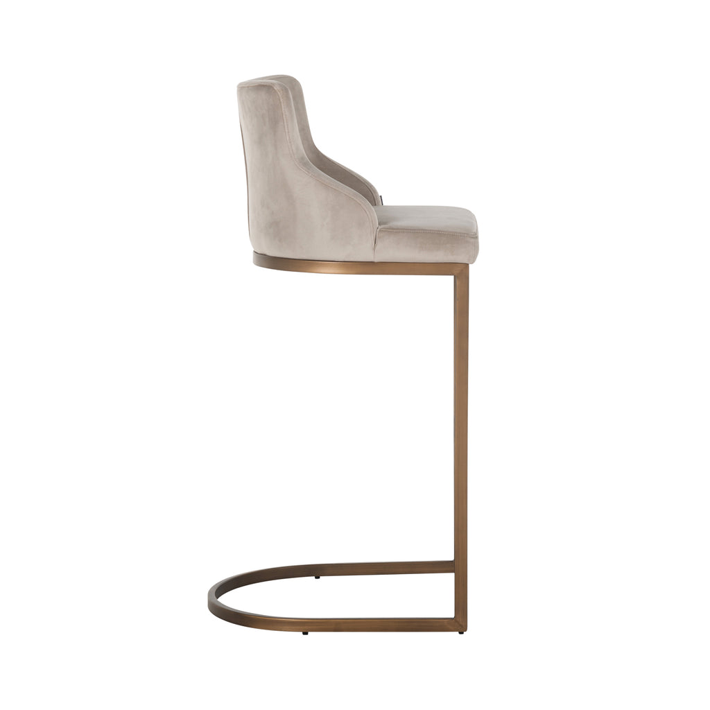 Barhocker Bolton khaki velvet brushed gold fire retardant (Set of 2)