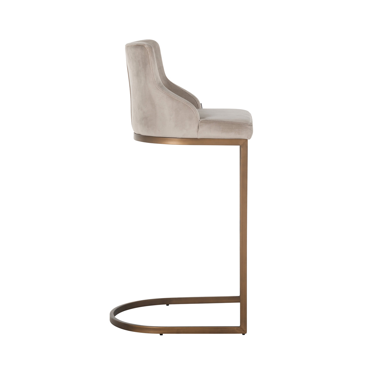 Barhocker Bolton khaki velvet brushed gold fire retardant (Set of 2)
