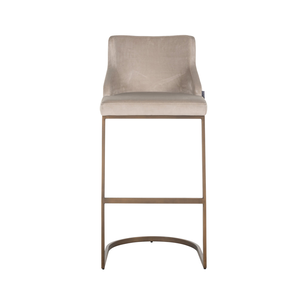 Barhocker Bolton khaki velvet brushed gold fire retardant (Set of 2)