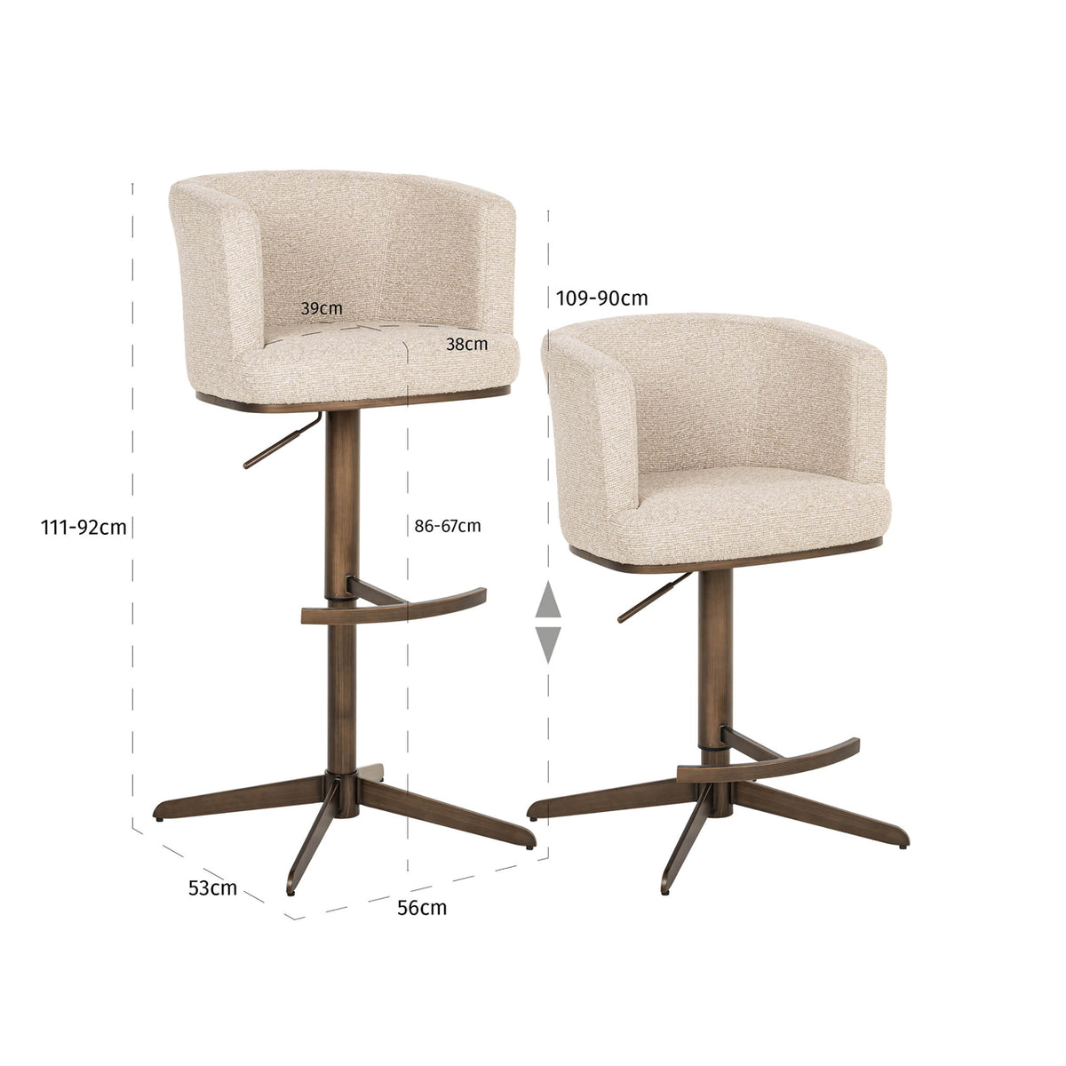 Barhocker Cheyenne biscotti swivel