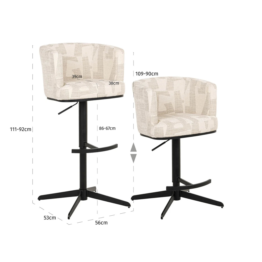 Barhocker Cheyenne beige graffic swivel