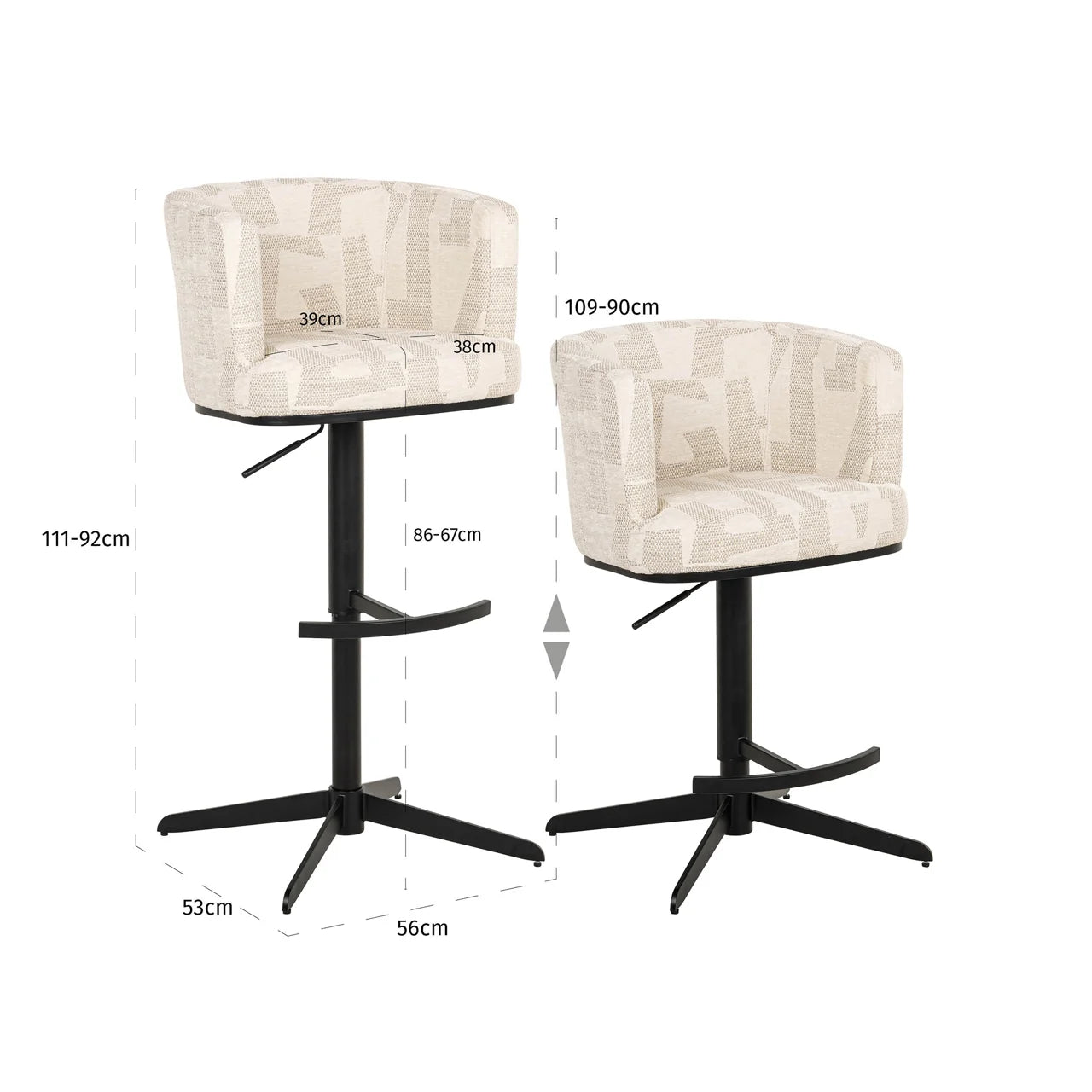 Barhocker Cheyenne beige graffic swivel