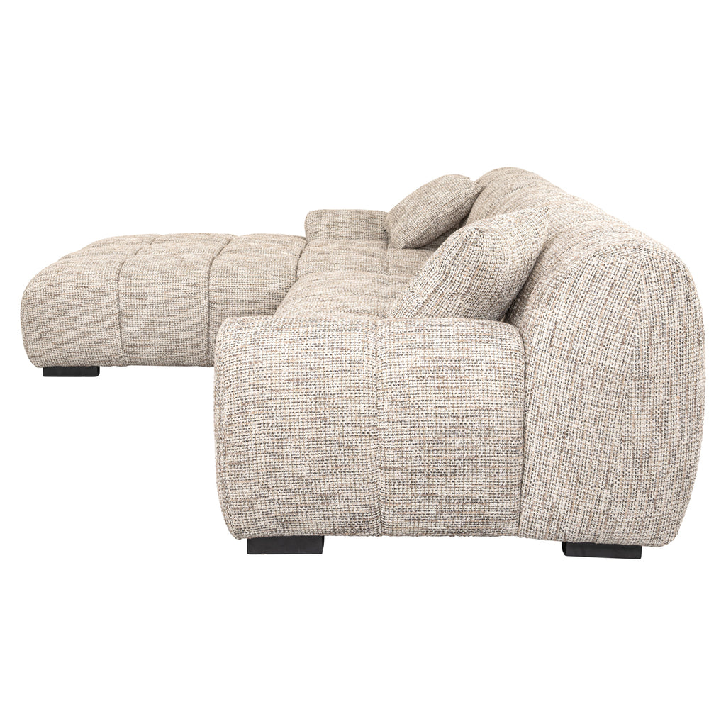 Sofa Hazel be straight dark brown 3-seater + lounge left
