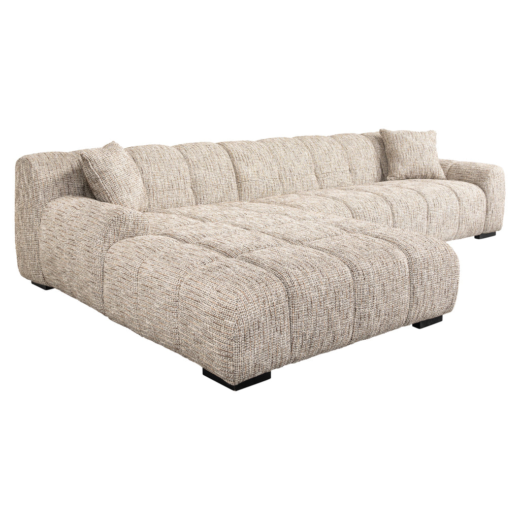 Sofa Hazel be straight dark brown 3-seater + lounge left