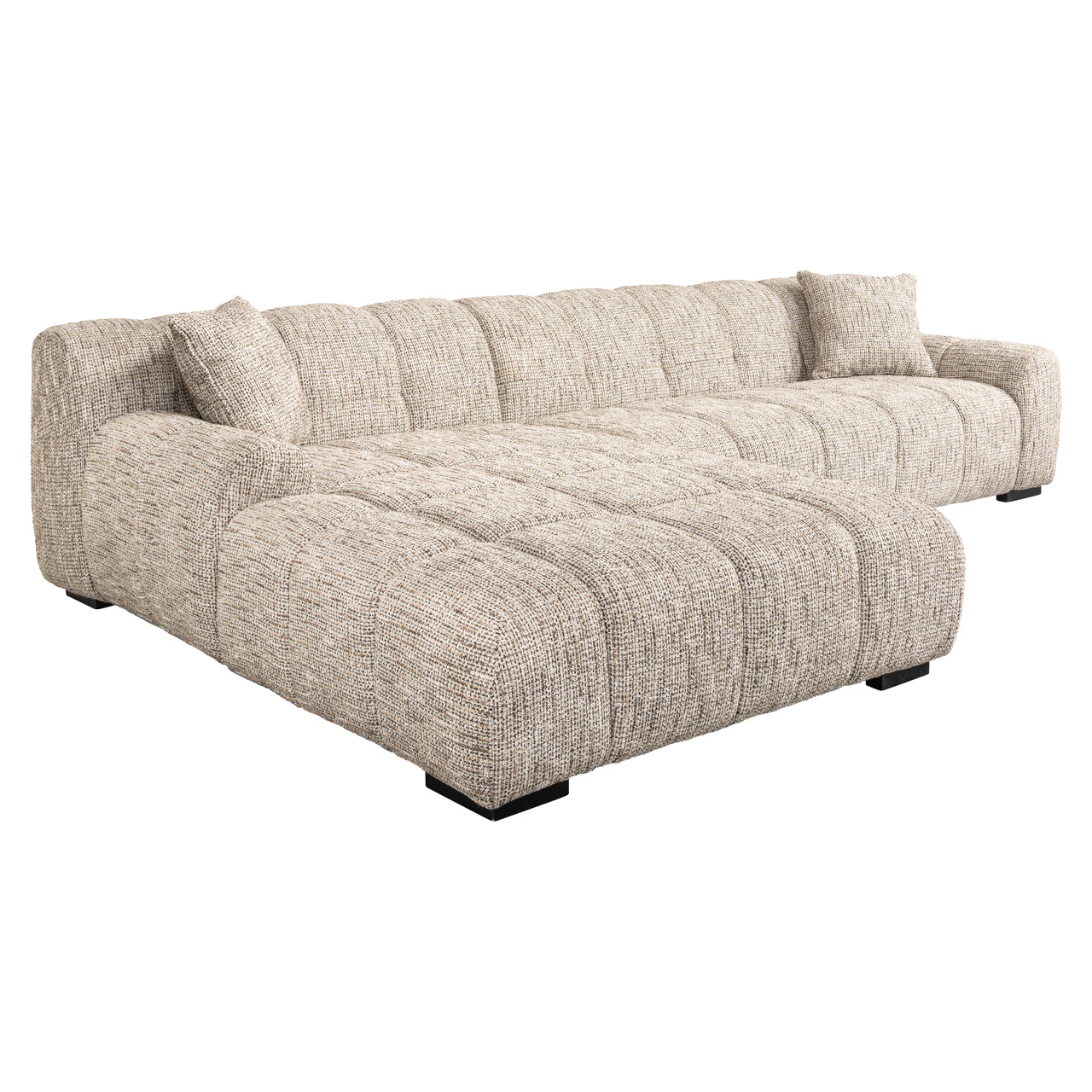 Sofa Hazel be straight dark brown 3-seater + lounge left