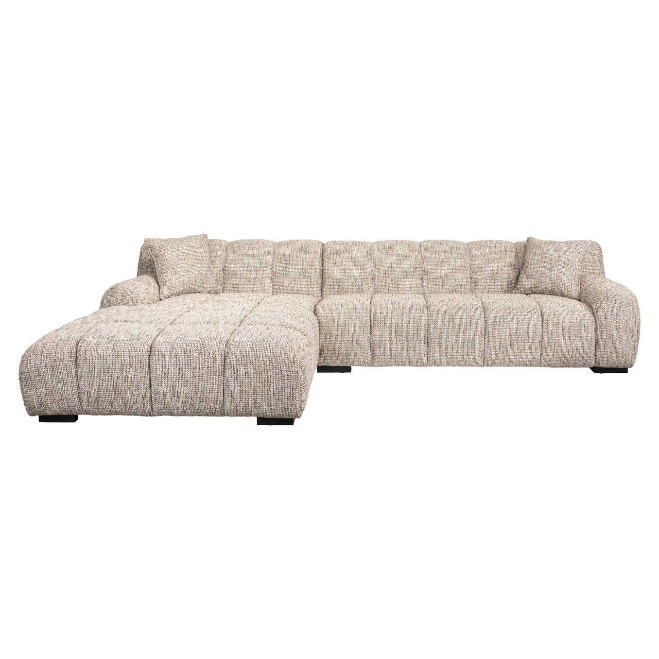 Sofa Hazel be straight dark brown 3-seater + lounge left