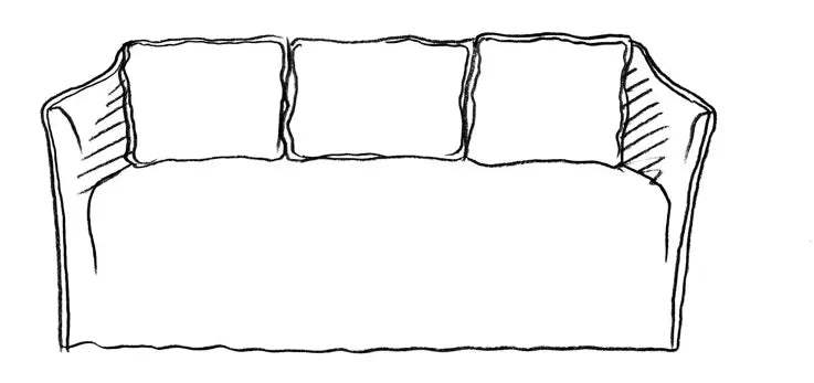 TARENTE, Sofa, 210cm, 3 Kissen, Version mit bezug